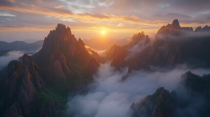 Sunrise over sea of ​​clouds