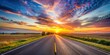 © Sujid - Beautiful sunrise sky with asphalt highways cutting through a rural scene, sunrise, sky, asphalt, highways, road