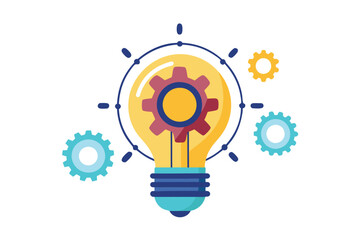 Aufkleber - Innovative light bulb design with gears and dots representing ideas and technology integration