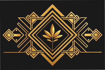 Aufkleber - Intricate geometric design featuring golden motifs on a dark background ideal for modern decor and artistic projects