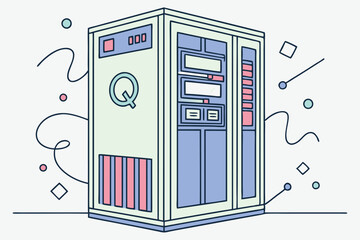Aufkleber - Unique illustration of a modern computer with colorful design elements in a digital environment showcasing technological advancement and creativity