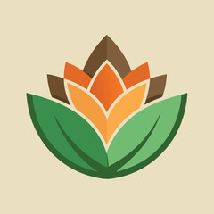 Poster - Stylized lotus flower design featuring bold colors and clean lines on a neutral background ideal for branding and artistic expressions