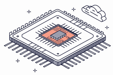 Poster - Modern computer chip design showcasing detailed circuits and connections in a digital format