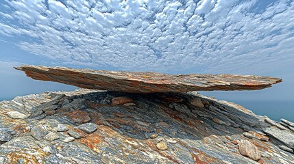 Poster - Balanced rocks on mountaintop, cloudy sky