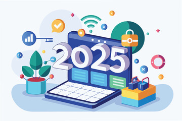 Leinwandbilder - Digital marketing concepts illustrated with vibrant graphics showcasing mobile applications and online interactions in a creative design