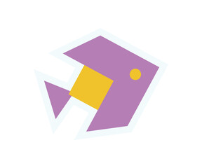 Wall Mural - brutalist abstract fish icon sticker. modern geometric shape and figure create a minimalistic design