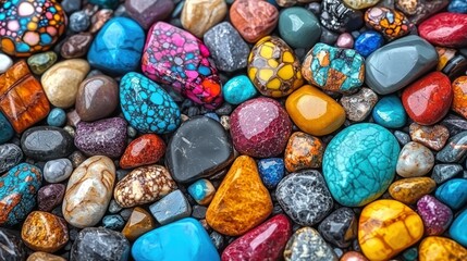 Sticker - Colorful polished stones texture background