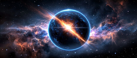 Wall Mural - Cosmic explosion phenomenon outer space digital artwork nebula environment celestial viewpoint universe concept