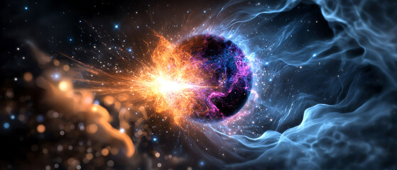 Wall Mural - Cosmic explosion event outer space digital art universe close-up celestial phenomenon