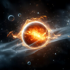 Wall Mural - Explosive cosmic event outer space digital art celestial environment wide-angle view cosmic phenomenon