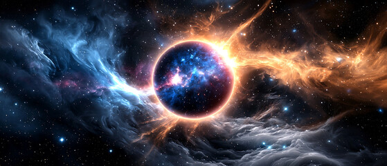 Wall Mural - Cosmic collision celestial event in the universe space art galactic environment deep viewpoint infinity concept