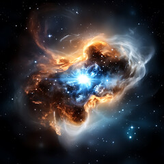 Canvas Print - Cosmic explosion of stars deep space digital art celestial environment wide-angle view astronomy concept
