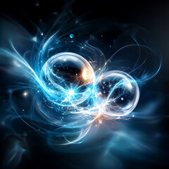 Wall Mural - Dynamic energy bubbles abstract universe digital art ethereal environment close-up view concept of cosmic interactions
