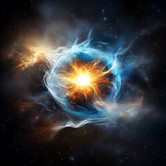 Wall Mural - Cosmic explosion event outer space digital art galactic scene wide angle universal forces