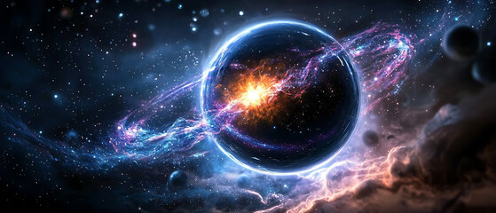 Wall Mural - Cosmic explosion event outer space digital art celestial environment vibrant viewpoint galactic phenomena