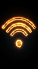 Aufkleber - Glowing golden wifi symbol on black background, illuminated digital communication. Futuristic technology and connectivity concept