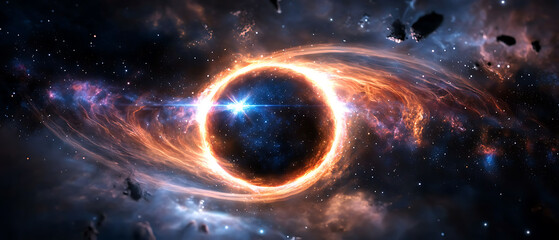 Wall Mural - Cosmic vortex formation outer space digital artwork nebula environment wide angle view galactic phenomenon