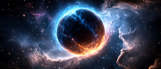 Wall Mural - Celestial phenomenon cosmic nebula in space digital art vibrant colors awe-inspiring viewpoint universe exploration
