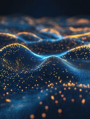 Poster - Digital landscape with glowing particles creates an abstract representation of a vibrant night sky. Generative AI
