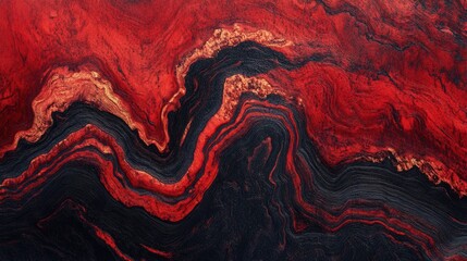 Poster - Abstract Red And Black Swirling Paint Texture