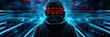 © Budsadee - Cyberpunk hacker with an immersive digital interface, glowing neon command lines, futuristic cyber intrusion background