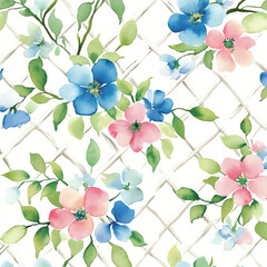 Wall Mural - A watercolor painting of flowers with a white background