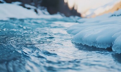 A river that begins as a frozen stream but becomes a torrent of water below. Generative AI
