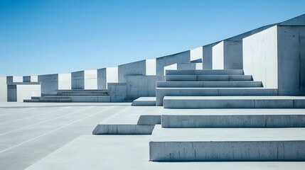 Leinwandbilder - Aerial view of a minimalist geometric concrete architecture of a modern track and field stadium with a symmetrical clean design of the grandstand seating area