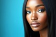 © R - Gorgeous calm black girl - for ads, brochure ad and online networks promotion use. Commercial marketing visual idea. Long hairdo - straight hair. Stunning african american. Black female model.
