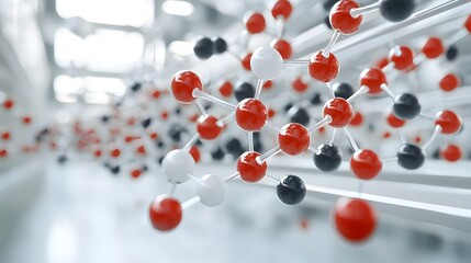 Leinwandbilder - Detailed Molecular Model of Melanin Structure Enabling Radiation Absorption by Specialized Fungi  Closeup view of the complex molecular structure of melanin