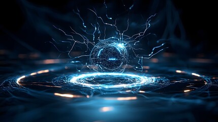 Leinwandbilder - Futuristic and dynamic visualization of an alien intelligence core encased in a swirling plasma field representing the power and complexity of advanced digital technology and computational systems