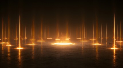 Aufkleber - Glowing cosmic energy grid system harnessing and channeling powerful radiation across the surface of an alien extraterrestrial planet  Futuristic sci fi inspired digital backdrop
