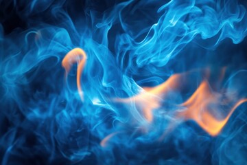 Leinwandbilder - Close up of a vibrant blue gas flame showing dynamic movement and bright colors during combustion. Generative AI