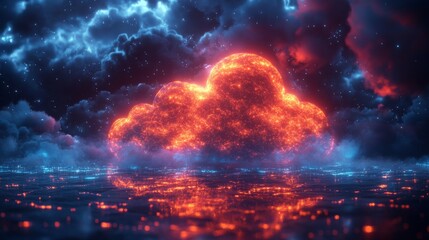Wall Mural - glowing cloud formation under a starry night sky