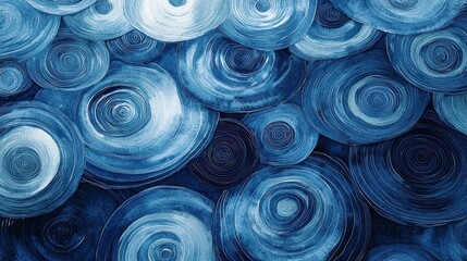 Abstract Blue Swirl Patterns with Circular Shapes and Textures