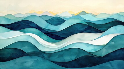 Serene Abstract Waves of Water in Various Shades of Blue