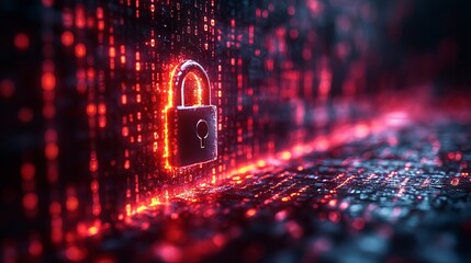Cybersecurity and data privacy protection concept – secure lock with binary digits background, digital encryption, and advanced network safety