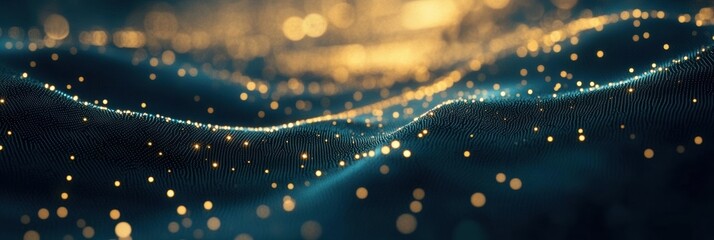 Fototapete - Abstract representation of shimmering lights over a dark textured surface in a captivating and dreamy setting. Generative AI