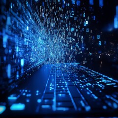 Poster - Digital Frontier: Navigating the Blue Data Stream - Visualizing the Flow of Information and Connectivity