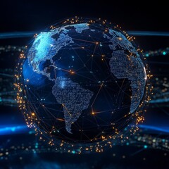 Poster - Global Network: Interconnected World of Data, Communications, and Technology in Digital Age
