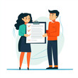© Nobelus - Businesswoman and businessman holding a checklist on a clipboard, symbolizing task completion, agreement, and successful partnership