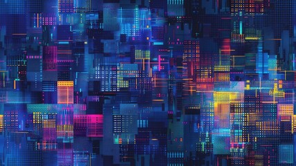 Abstract picture of neon light particle with digital technology style design connecting become dynamic of electric wave movement represent about flowing of data or structure of network system. AIG53.