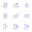 © Blockfine - Messaging icons set. Thin Line style, editable stroke. chat, write, smartphone, comment, emails, paper plane, speech, email