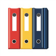 © Nobelus - Set of three colorful presentation binders in red, yellow, and blue, isolated on white background. Perfect for office, school, and organization