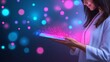© Elon - A Woman Holding A Tablet Computer With Glowing Lights