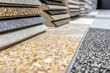 © LimeSky - Zoomed view of a decorative stone flooring Non slip surface with natural stone granules Assortment of styles and hues
