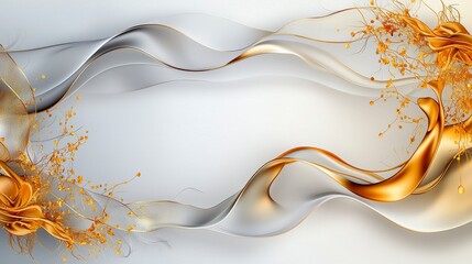 Poster - Elegant fluid kanok patterns with soft tail curves abstract art digital design contemporary artistic concept