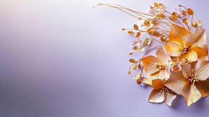 Aufkleber - Elegant golden bougainvillea flowers motif contemporary floral arrangement & nature inspiration