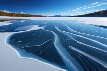 Wall Mural - arafed view of a frozen lake with a mountain in the background