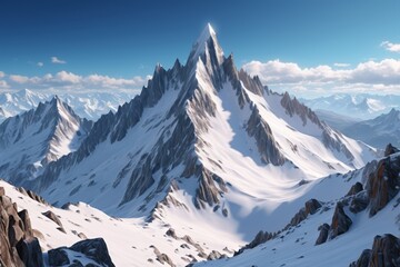 Wall Mural - mountains covered in snow and snow with a blue sky in the background